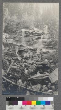Falls of American Creek below Lake at its source. Falls are about 10 chains South West of last station on Traverse. Montana 1920