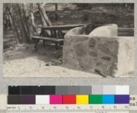 Stone grill and table at Big Pines Recreation Park. May, 1927. Metcalf