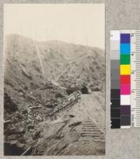 Building a trestle to reduce grade at foot of incline - Smith Creek - Union Lumber Company. 1923