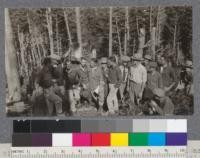 Silviculture class in Bishop Pine windfall area near Inverness, Point Reyes Peninsula, Sept. 1921