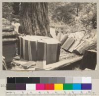 Redwood Region. Shingle bolts. Pacific Lumber Company operation north of Redcrest. 7-8-36 E. F