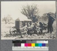 Three views of the first Fordson tractor in the state of California. This was presented by Mr. Ford to Luther Burbank. In this tractor, the air is clarified by passing it through water before it goes to the carburetor. It has, however, one danger point in that the end of the exhaust pipe is only a few inches above the ground