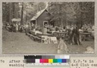 After the race of the tribal K.P.'s in washing dishes. Stanislaus 4-H Club camp. W.Metcalf - June 1931