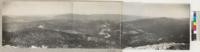 Camp Califorest. View from Spanish Peak. Bean Hill Mine (light spot) to left with Indian Valley to rear. Silver Creek in center; Claremont mountain to right, with Meadow Valley logging unit in front of it. E. Fritz, August 4, 1929