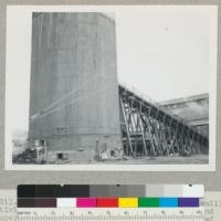 Refuse burner at Diamond Match Company sawmill, Stirling City, California. Bents at burner and superstructure replaced in 1944 with chemonited wood. 5-19-45. E.F