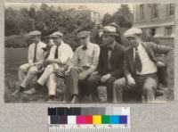 The bleachers during the horseshoe match. Bellue, B.M.M., Miring, Mulford, Sampson and Stanford. 1922