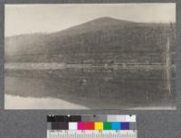 End of flume and railway log dump Yahk, British Columbia. Burned mountain. All timber killed in 1910