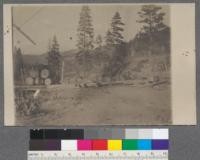 Roberts Lumber Company. Tahoe National Forest. Rolling logs out of chute