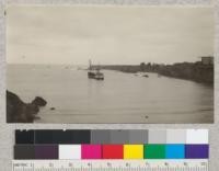 Lumber schooner loading lumber at Caspar, Mendocino County, March, 1925