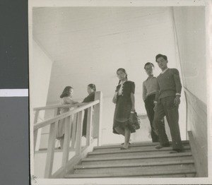 Students on Stairs at Ibaraki Christian Schools, Ibaraki, Japan, ca.1948-1952
