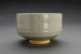 Teabowl, gray with blush glaze