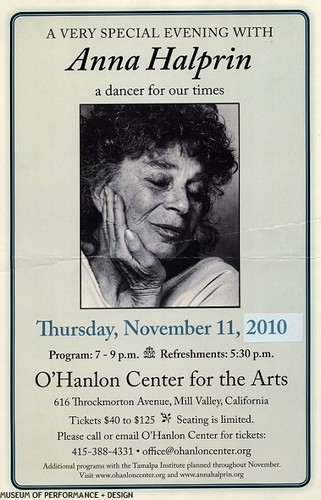 Poster for "A Very Special Evening with Anna Halprin: A Dancer for Our Times", November 11, 2010