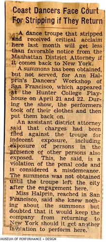 "Coast Dancers Face Court for Stripping if They Return," 1967