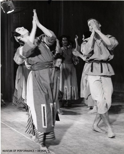 Anna Halprin with performers in a Halprin-Lathrop Company performance