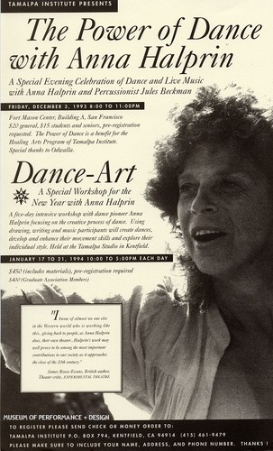 Poster for "The Power of Dance with Anna Halprin" (1993) and "Dance Art: A Special Workshop for The New Year with Anna Halprin" (1994)