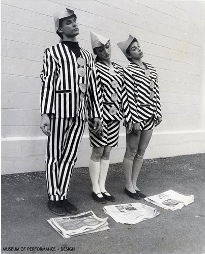 Anna Halprin and a male performer and a female performer in a Halprin-Lathrop Company performance