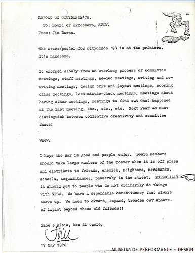 Correspondence from Jim Burns to the Board of Directors, SFDW, 1978