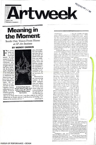 "Meaning in the Moment: Inside out: Voices from Home at SF Art Institute" by Wendy Cadden, June 21, 1990