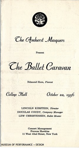 Cover of program of the Ballet Caravan at College Hall, October 22, 1936