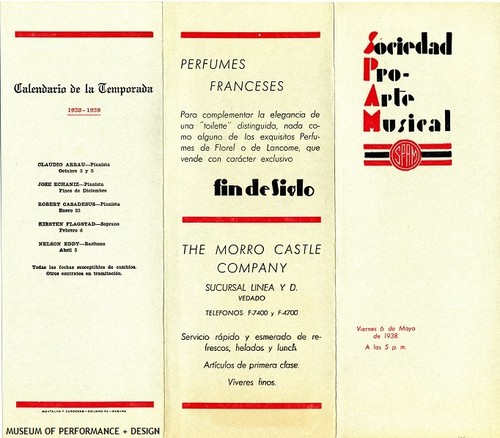 Program of the Sociedad Pro-Arte Musical performance of Ballet Caravan, Havana, Cuba May 5, 1938