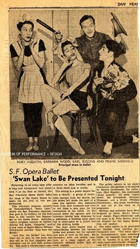 Article: "S.F. Opera Ballet 'Swan Lake' To be Presented Tonight", San Francisco Chronicle[?]