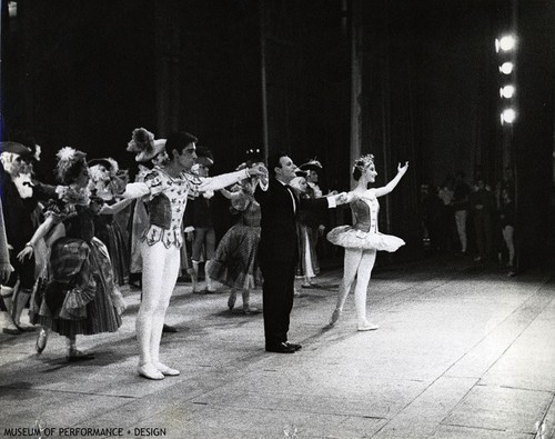 Cynthia Gregory, Robert Gladstein, conductor Gerhard Samuel, and others taking their bows from Christensen's "Beauty and the Beast"