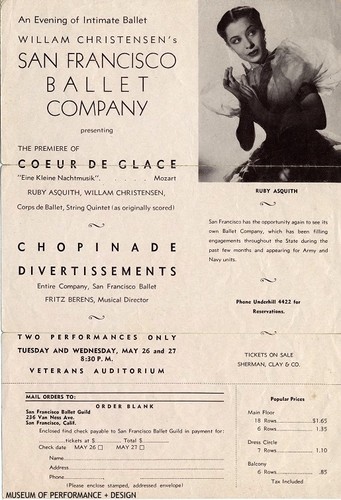 Flyer for a Willam Christensen's San Francisco Ballet Company performance