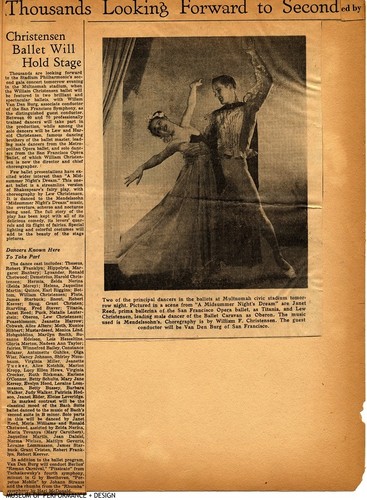 News clipping titled "Thousands Looking Forward to Second Gala: Christensen Ballet will hold stage"