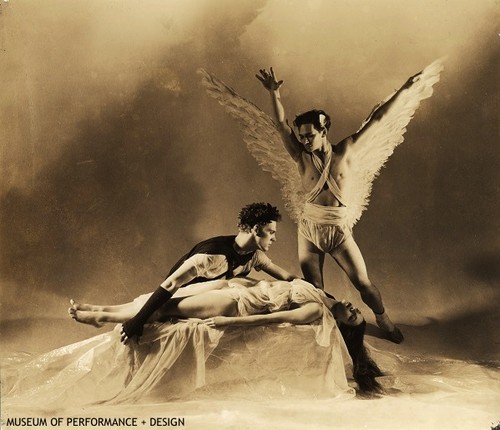 Lew Christensen, William Dollar and Daphne Vane in Balachine's staging of "Orpheus and Eurydice"