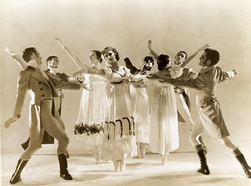 Harold Christensen, Lew Christensen, Gisella Caccialanza, Ruthanna Boris, Annabelle Lyon, Charles Laskey, Erick Hawkins, and an unidentified dancer in William Dollar's Promenade