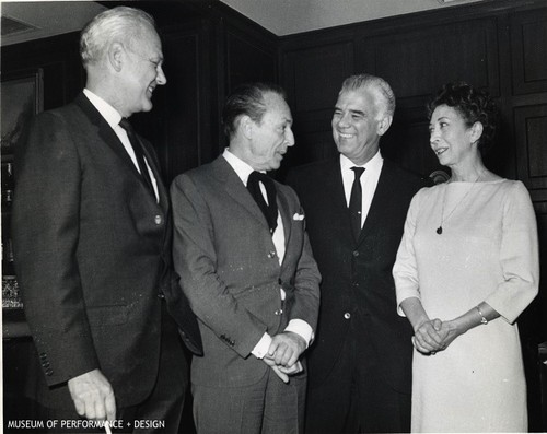 Lew Christensen, George Balanchine, William Dollar [?], and Gisella Caccialanza at an event