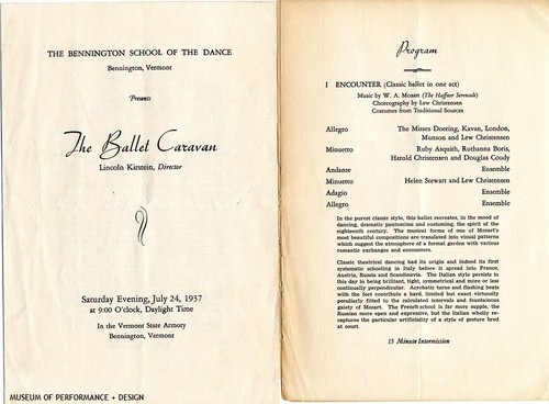 Excerpts from the program for Ballet Caravan's performance in the Vermont State Armory, July 24, 1937 State Armory