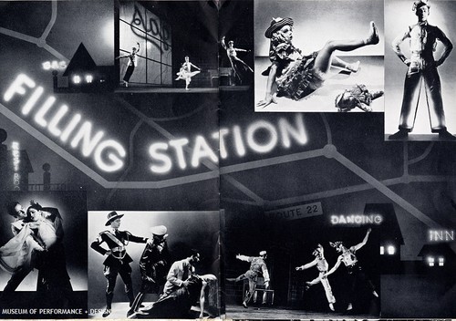 Collage of images from Christensen's "Filling Station" in Ballet Caravan's Souvenir program