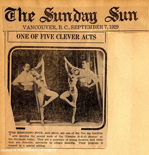 Press clipping of the Mascagno Four in the "Sunday Sun", Vancouver B.C