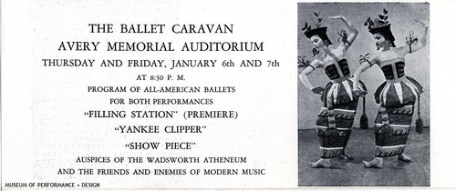 Brochure for Ballet Caravan performance at Avery Memorial Auditorium, January 6 and 7, 1938