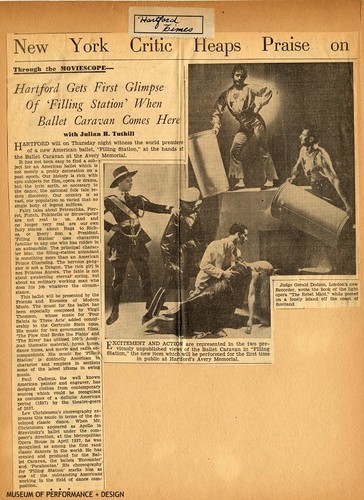 News clipping from The Hartford Times regarding Lew Christensen's "Filling Station"