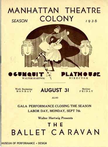 Program of the Ballet Caravan at the Ogunquit Playhouse, August 31-September 7 1936