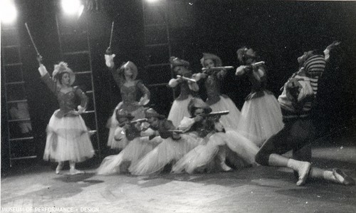 Nine dancers in a scene from Christensen's "Con Amore"