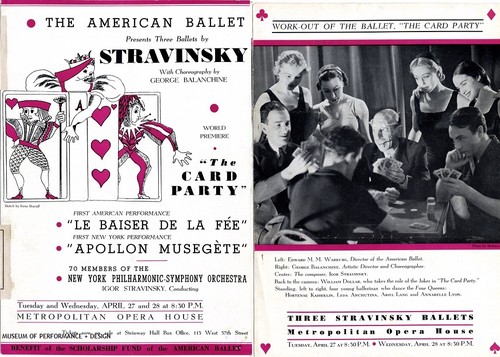 Program for "American Ballet Presents Three Ballets by Stravinsky with Choreography by George Balachine", April 27 and April 28, 1937