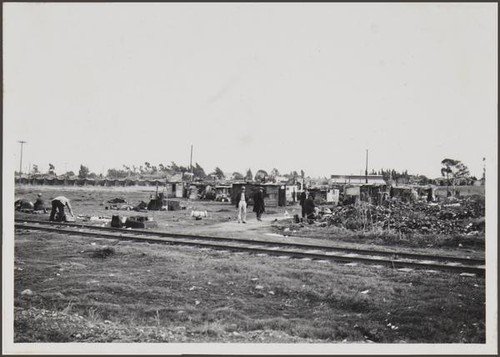 Poor shacks near tracks east of 20th Street, Santa Monica