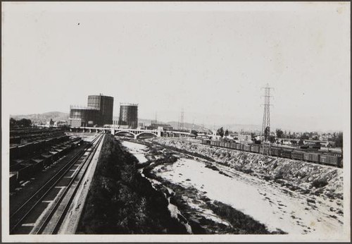 Looking from 4th Street Bridge north toward gas tanks