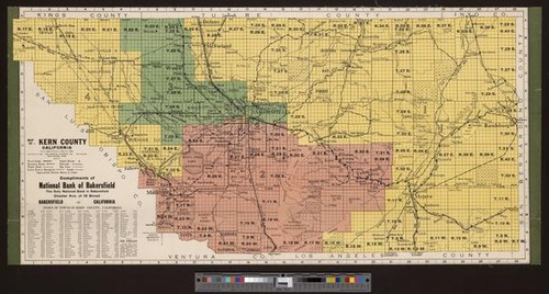 Map of Kern County, California: compliments of National Bank of Bakersfield