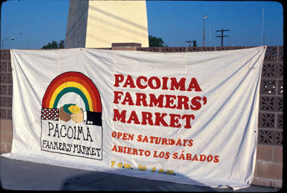 Pacoima Farmers' Market banner, Pacoima, circa 1978-1981