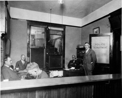 Glendale Police Department interior room, Glendale, circa 1921
