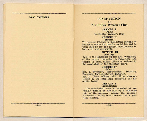 Northridge Woman's Club Yearbook, 1940-1941