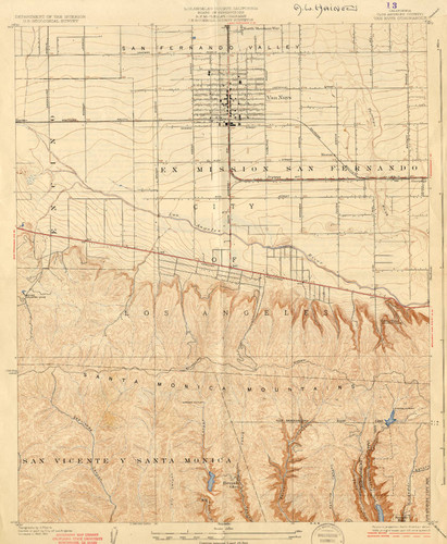 Topographical map of Van Nuys Quadrangle, 1926