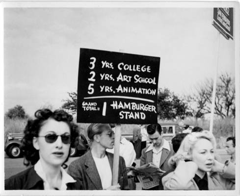 Striking cartoonists at Disney Studios, 1941