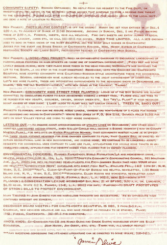 Chatsworth Beautiful newsletter, Chatsworth, 1970