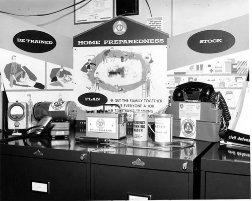 Civil defense home preparedness program display, Burbank, 1950-1969
