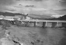 Bridge at Warner Bros. Studio during the Los Angeles River flood, 1938